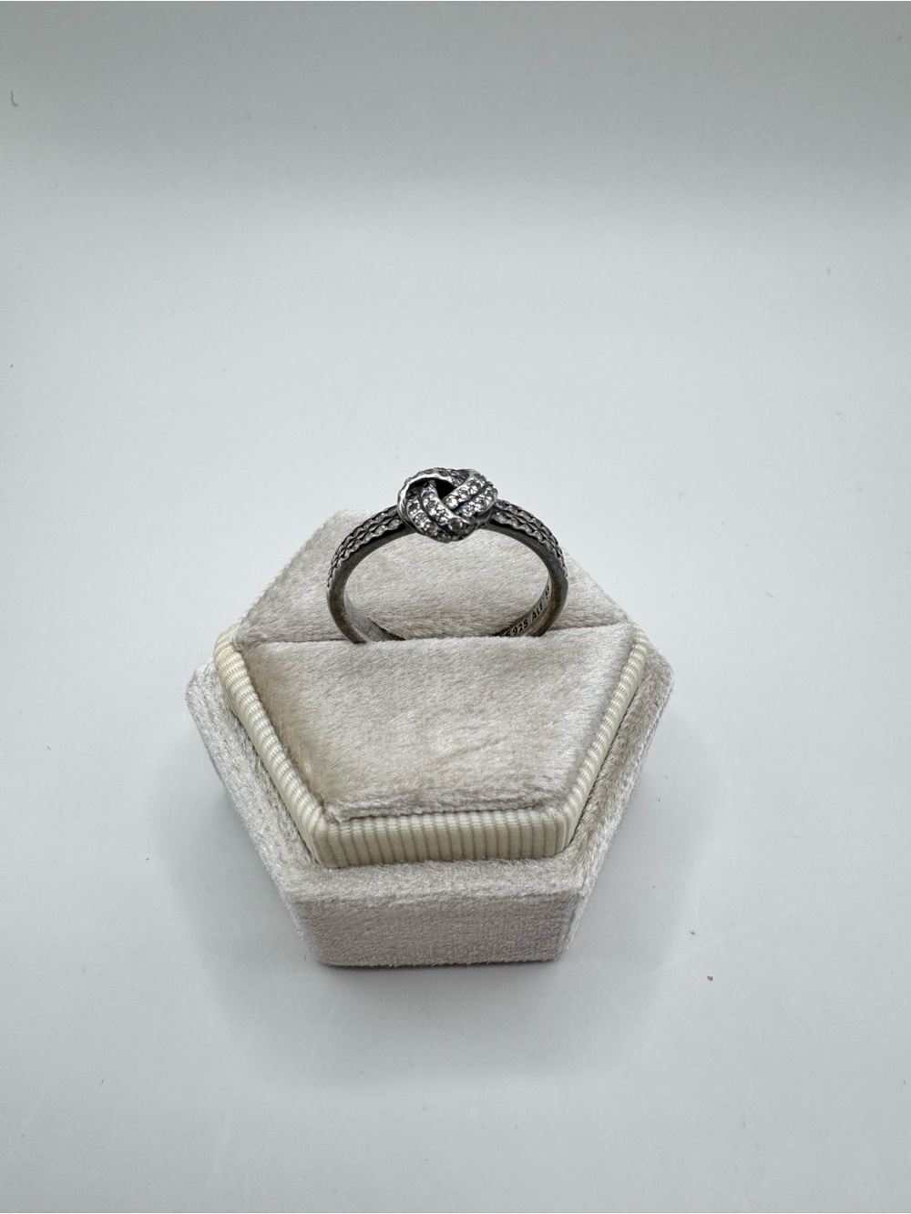Pandora Sterling Silver Clear CZ Knot Ring S925 ALE Size 58 US 8.5